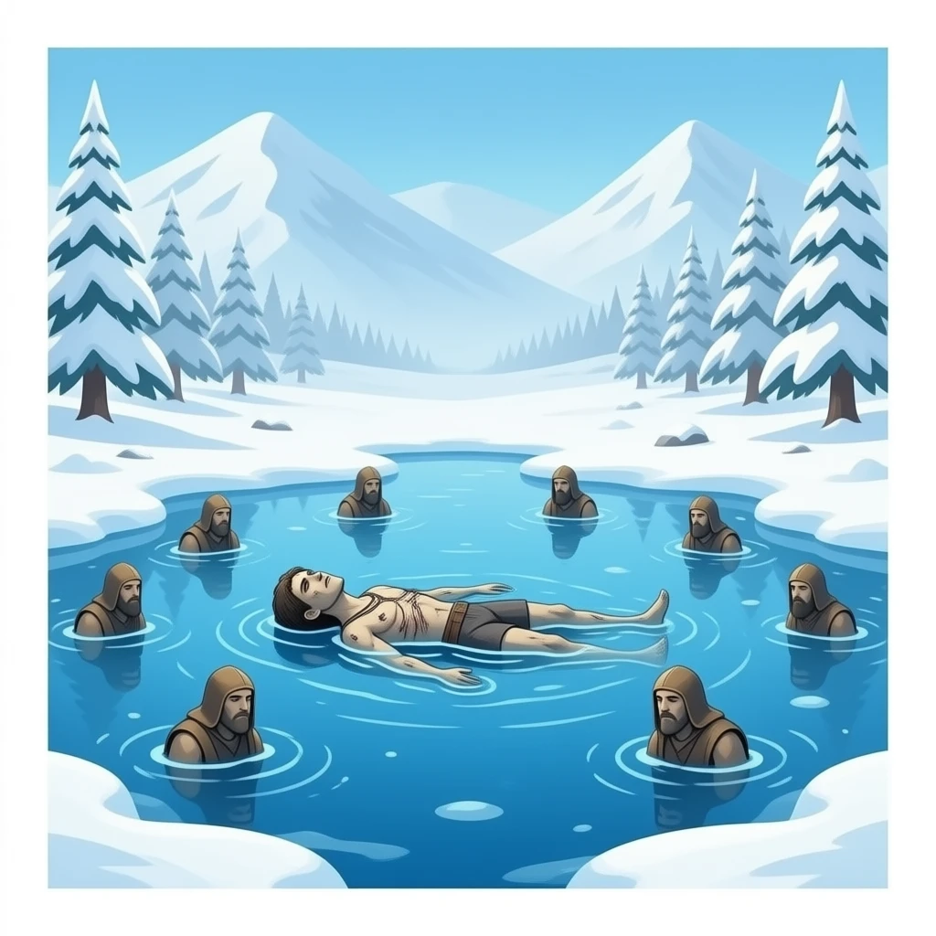 iron maiden eddie mascot - corpse body hovers over frozen landscape - a Gustave Doré piece, depicting traitors frozen in a lake of ice in the ninth circle of Dante's Inferno emoji