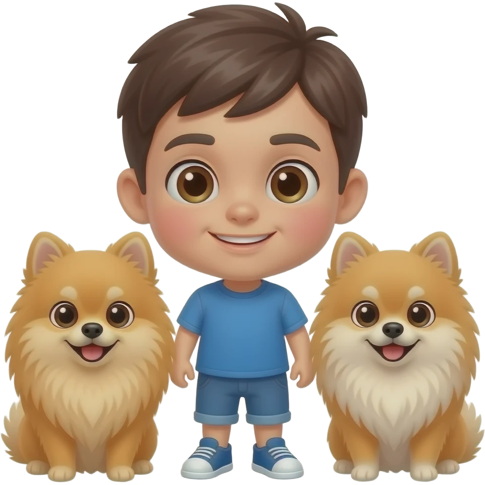 Pomeranian dogs with a boy emoji