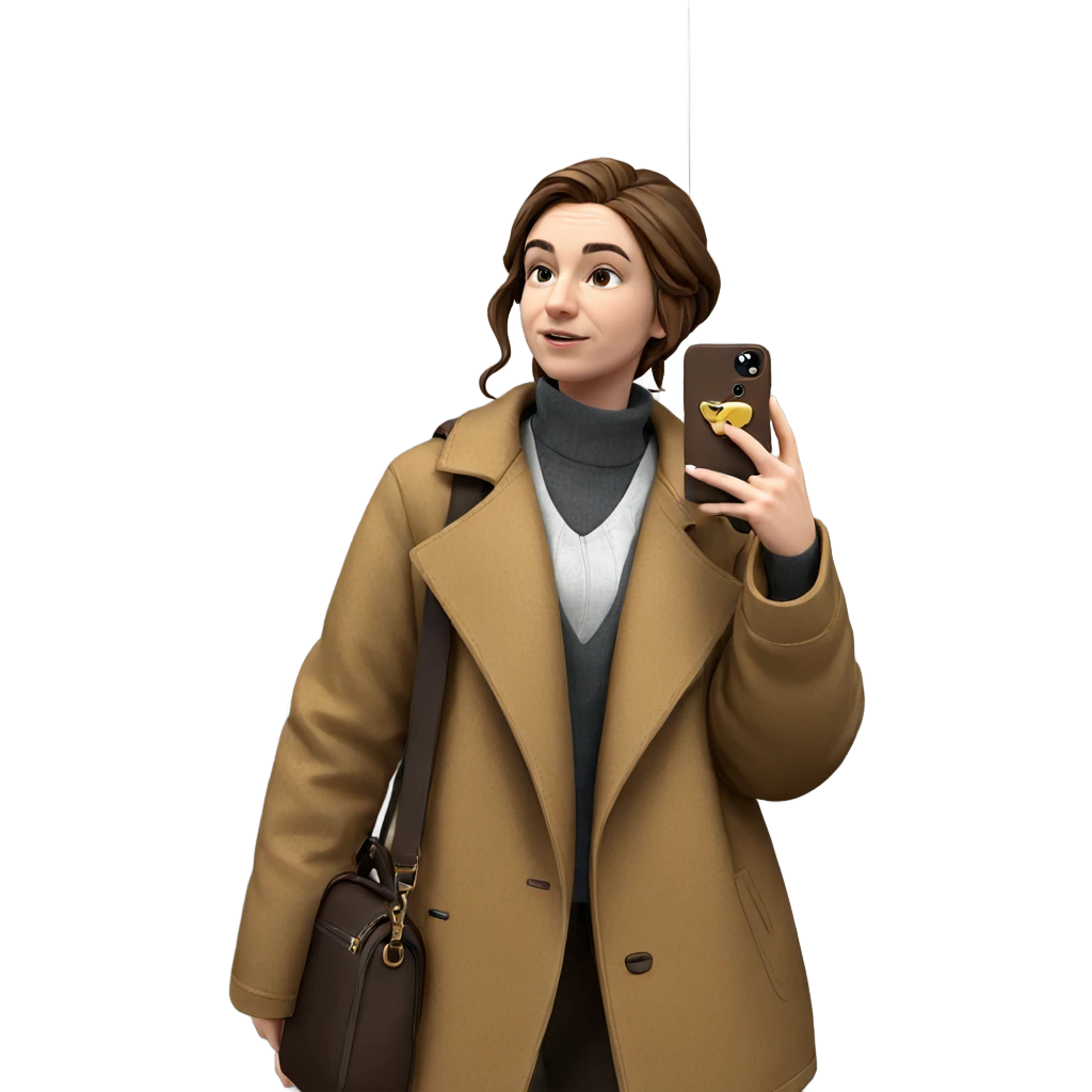 girl with brown hair and bag emoji