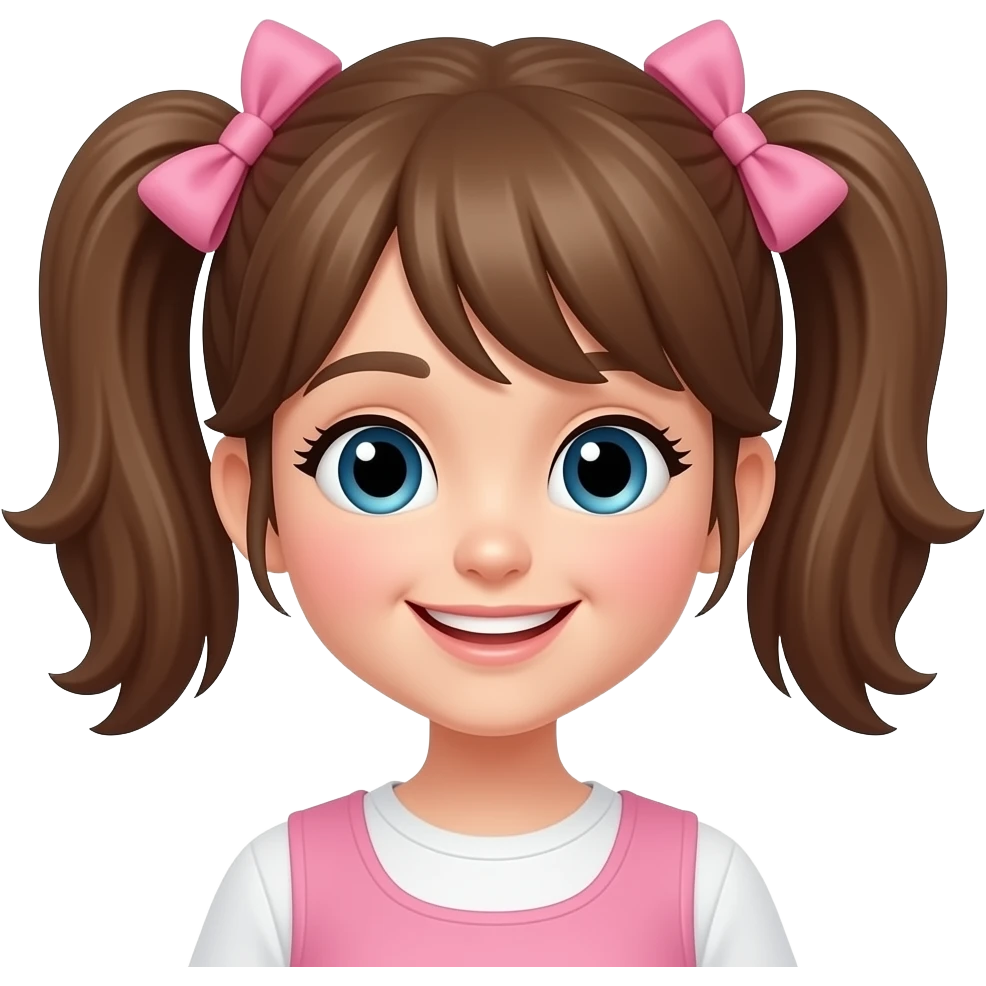 😁with 2 bows and brown hair emoji