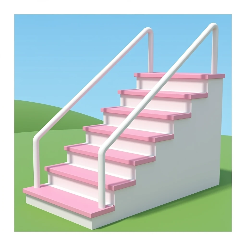 White gym stairs equipament with pastel pink without handrail, minimal backdrop emoji
