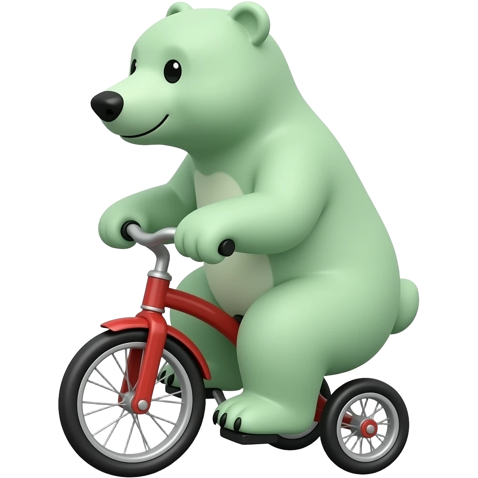 polar bear ride a tricycle and im green emoji