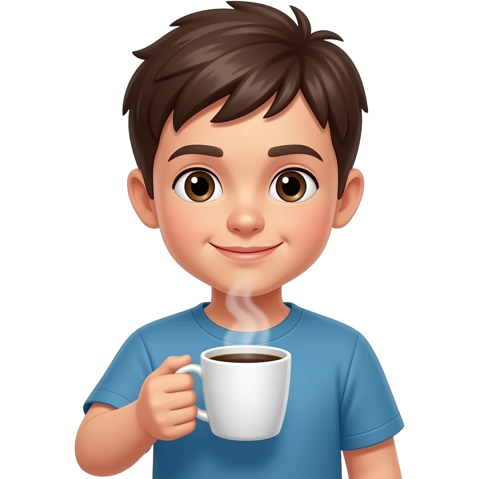 boy with cooffee emoji