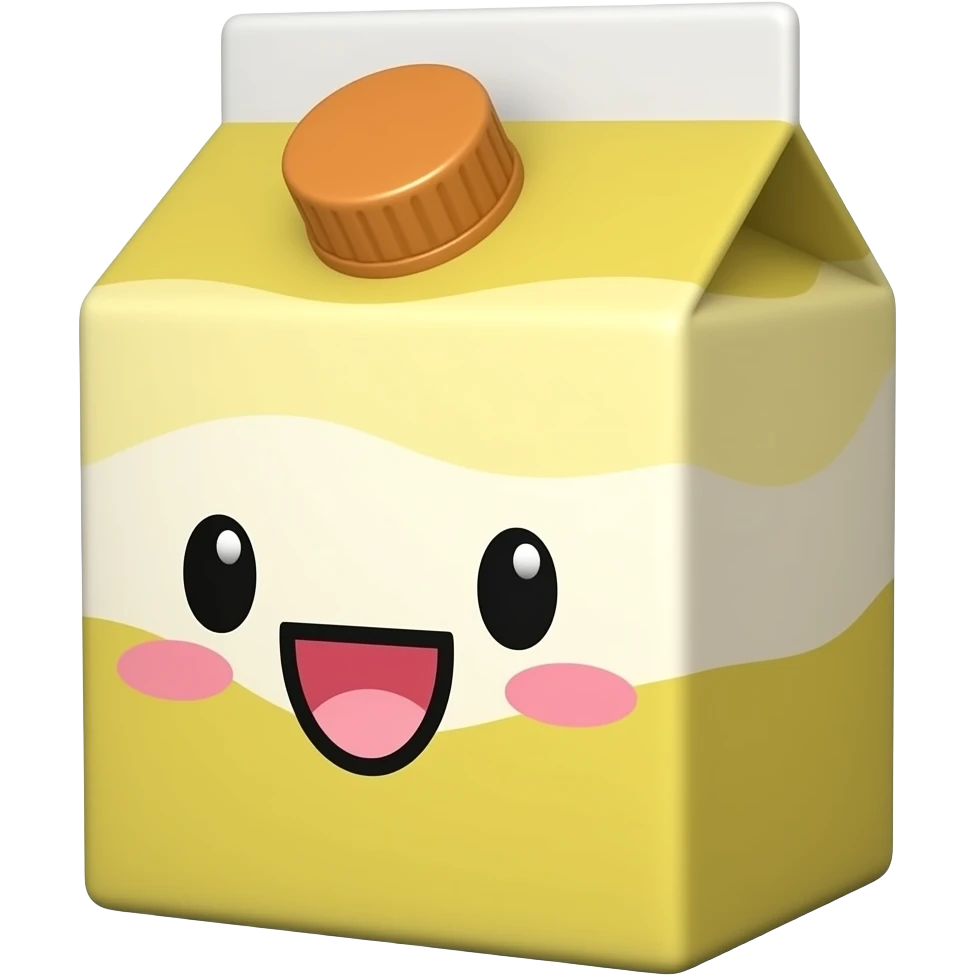 Kawaii juice box with happy face emoji
