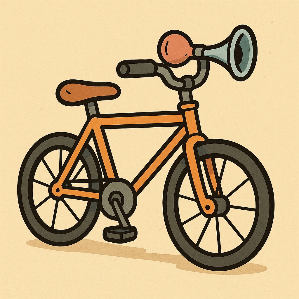 a simple icon of a bike with a horn on the handlebar emoji