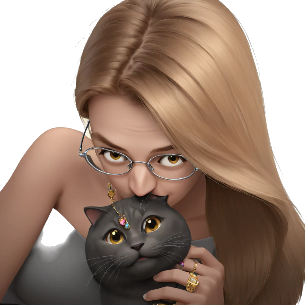 girl with cat and jewelry emoji