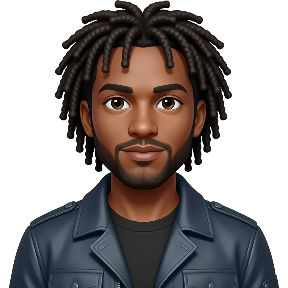 African American man with dreads and in bomber coat emoji