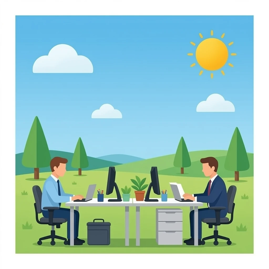 oficina con trabajadores emoji