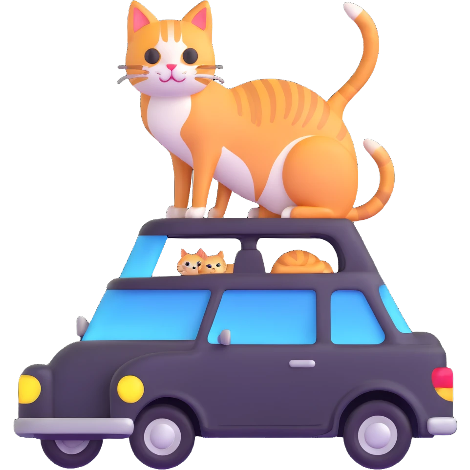 a cat on top of a car emoji