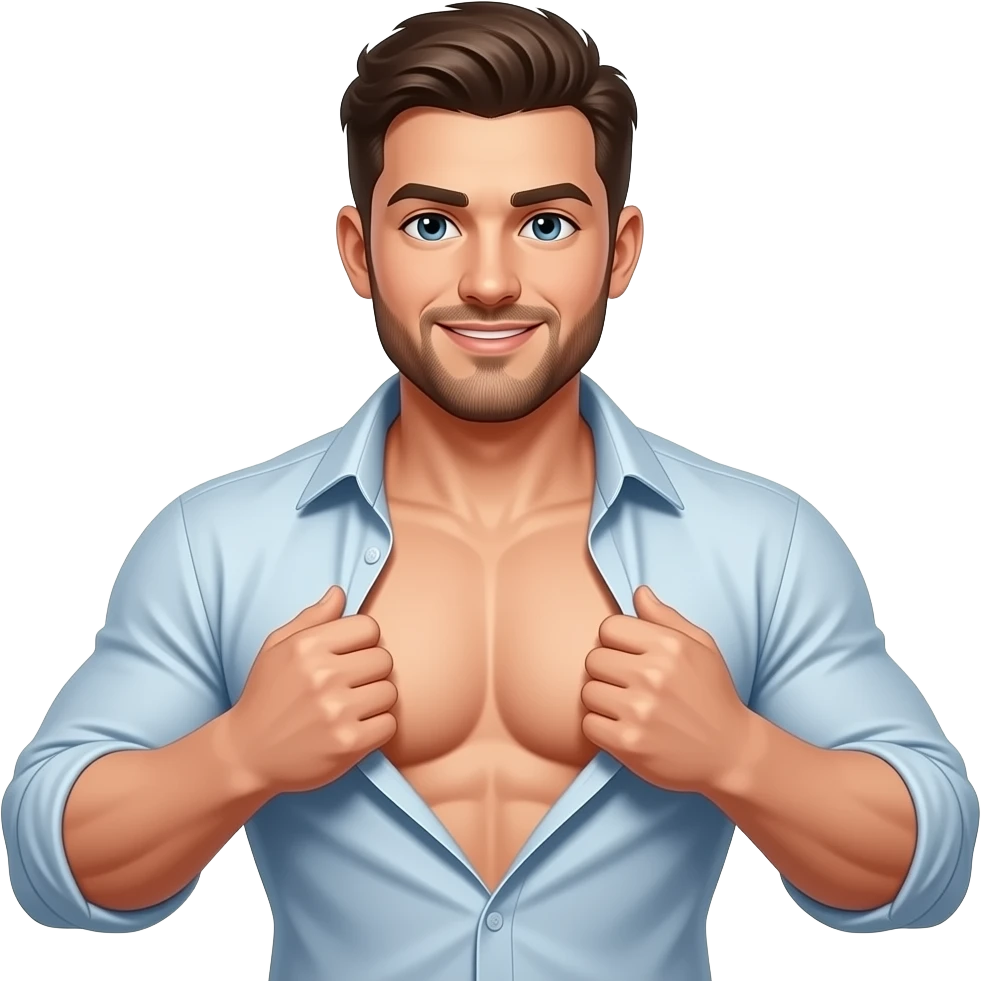 hombre musculoso rompiendo camisa emoji