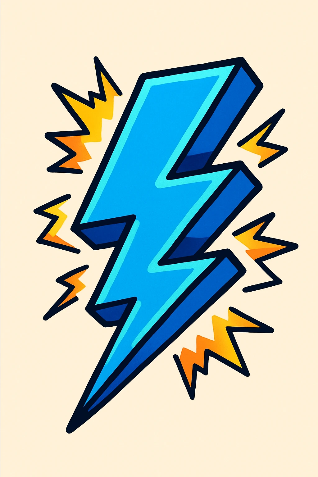 blue lightning bolt, vibrant and energetic emoji