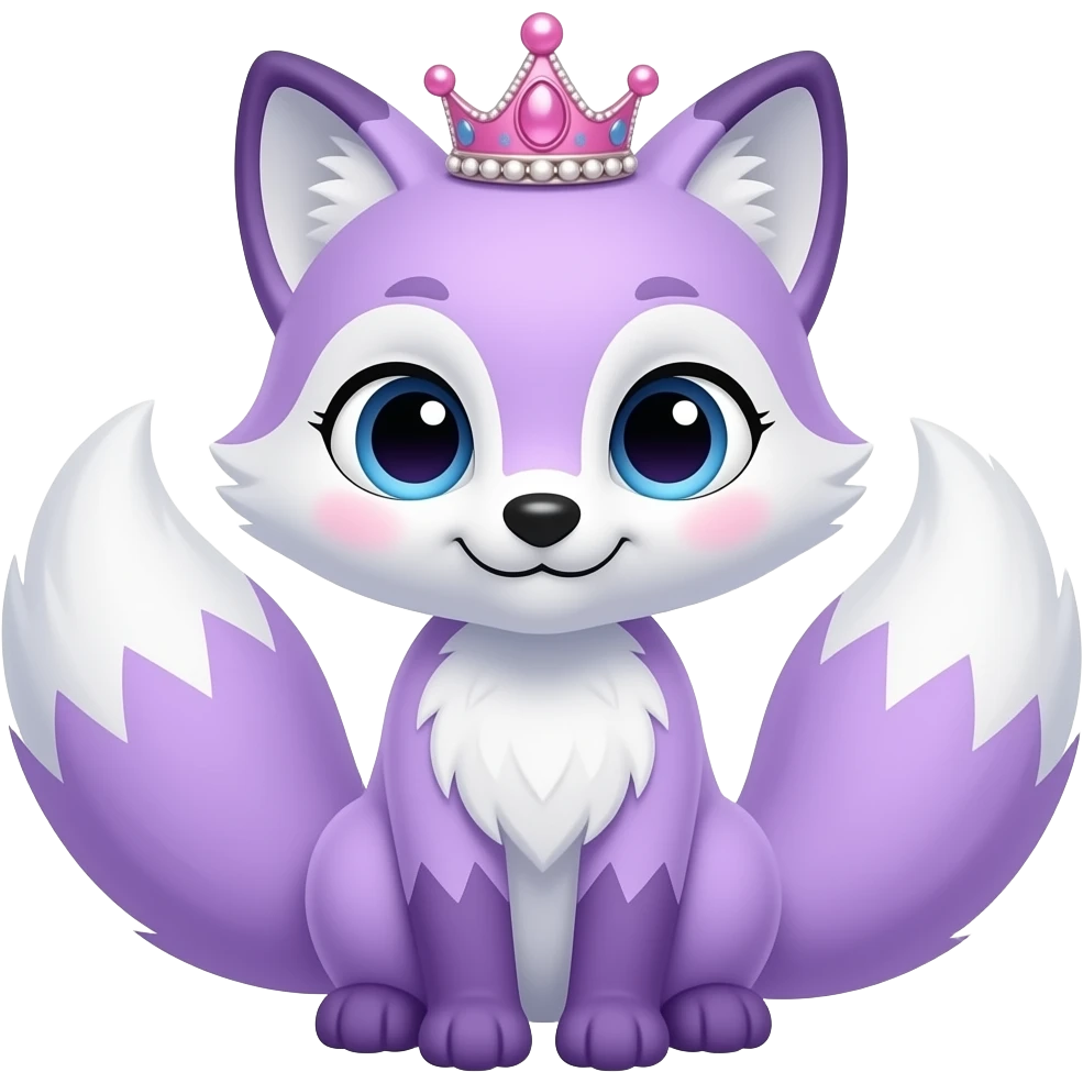 Female baby blue and violet fox with pink tiara emoji