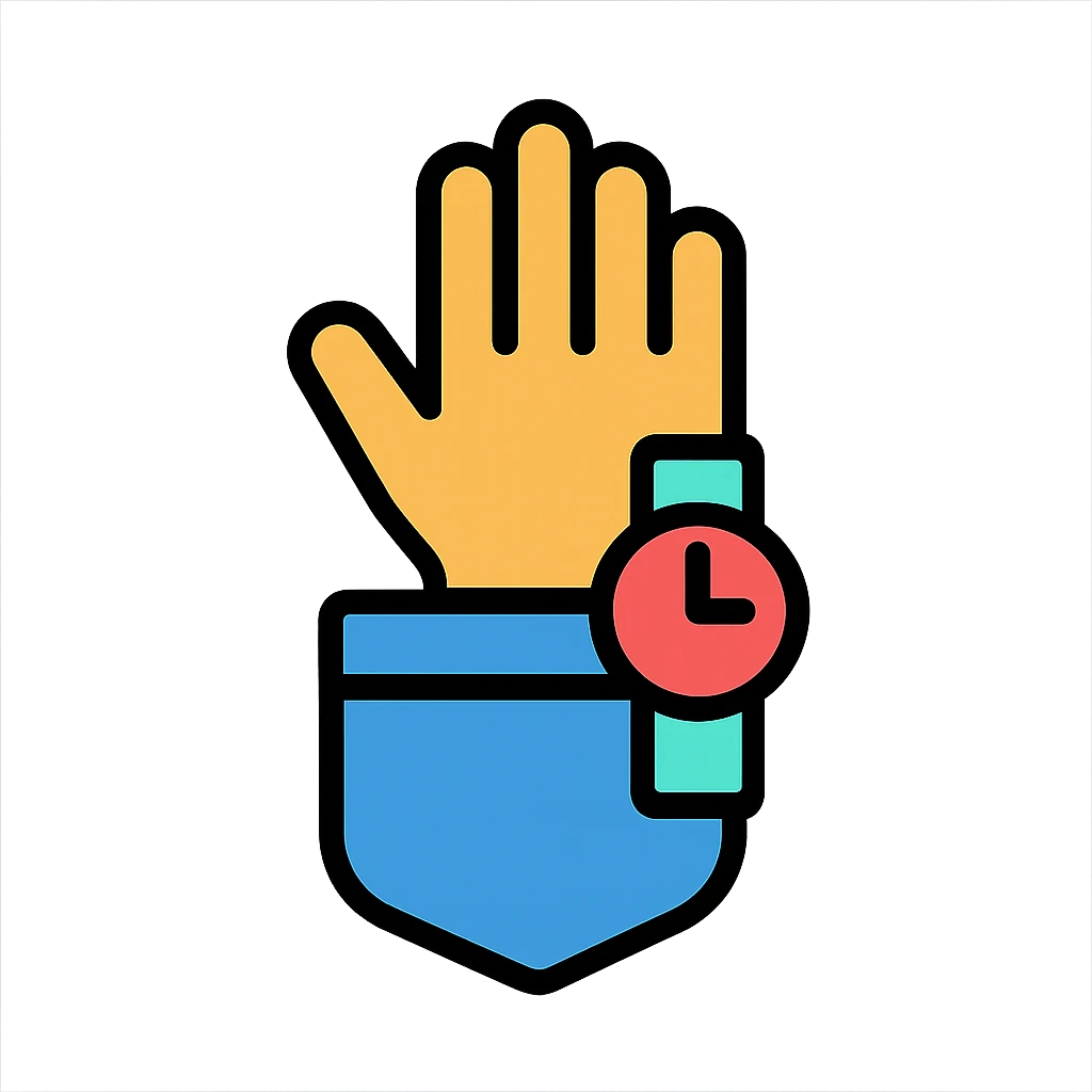 clean icon style hand with a watch partially visible inside a pocket emoji