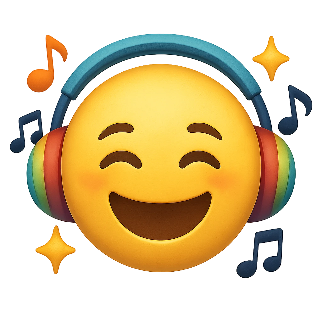 gay pride emoji, rainbow headphones, musical and lively emoji
