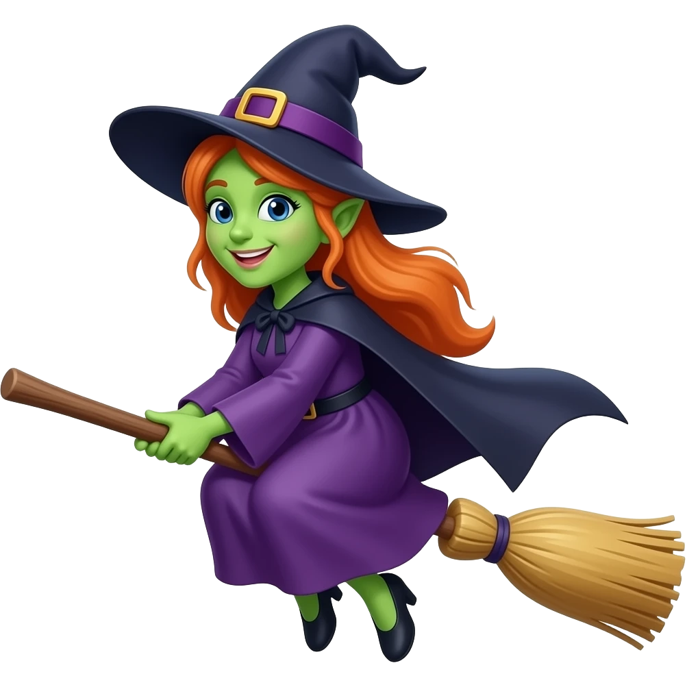 Volando en escoba bruja emoji