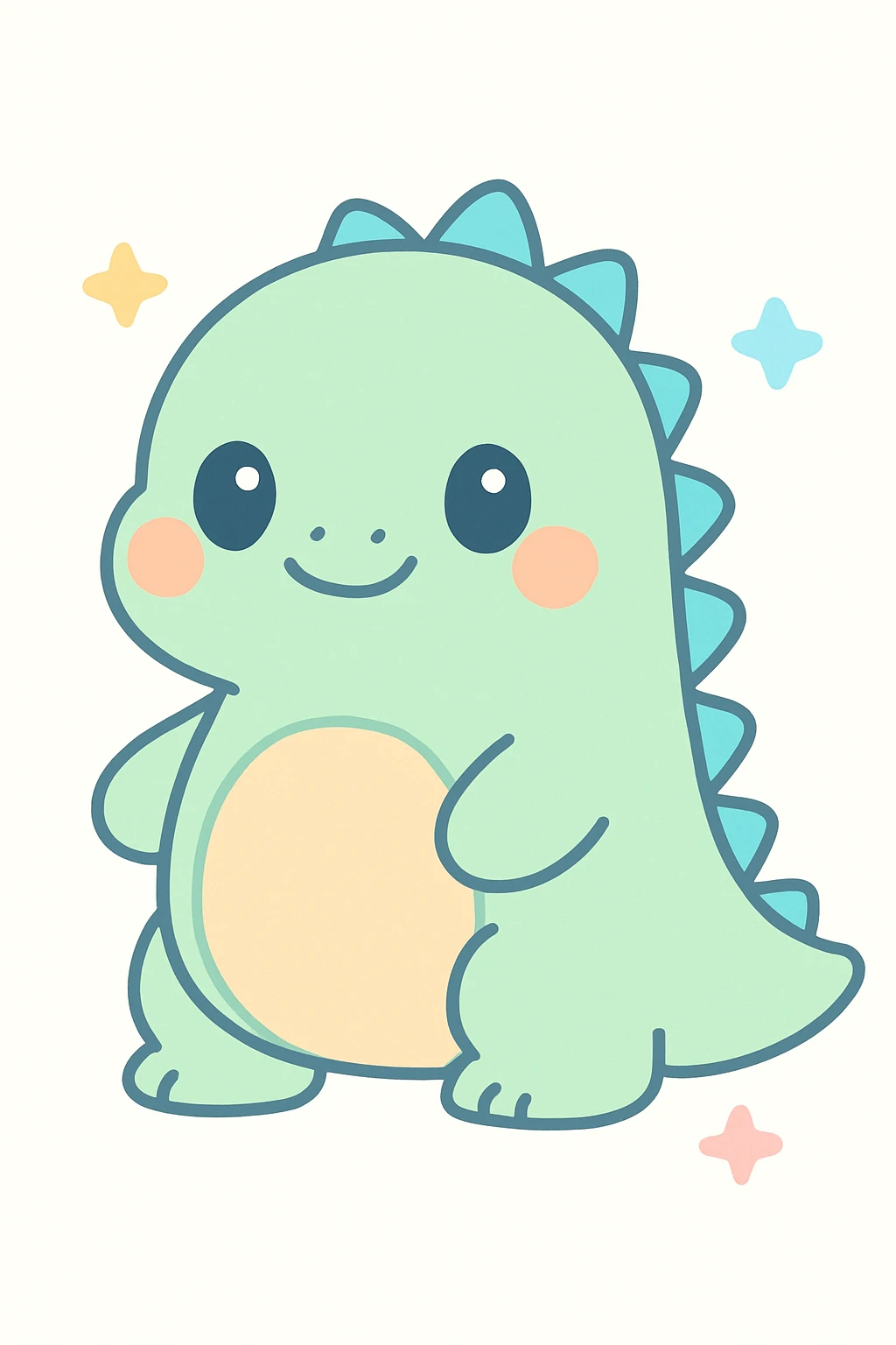 Godzilla, cute cartoon character, stylized, adorable, friendly expression emoji