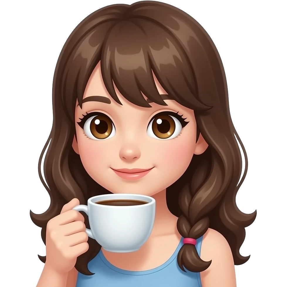 kahve rengi gözlü tesettürlu kahve içen kız emoji