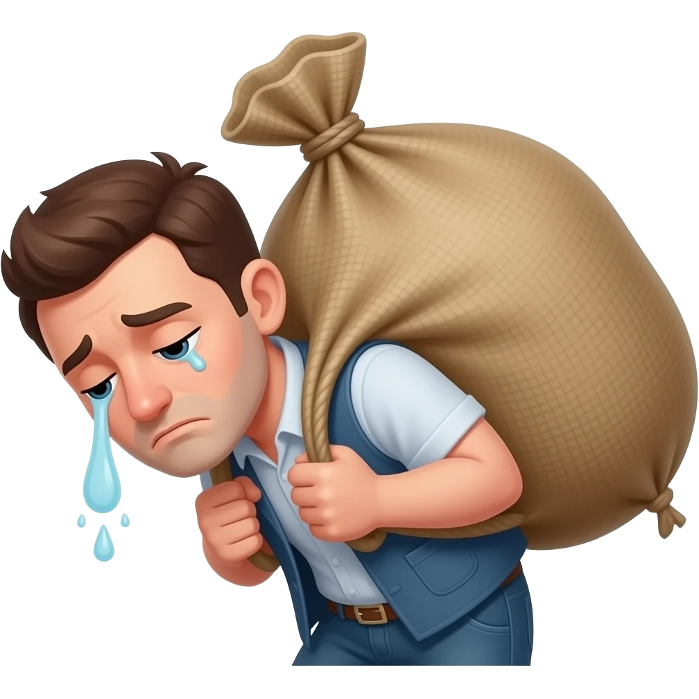TIRED MAN WITH A HUGE SACK ON HIS BACK emoji