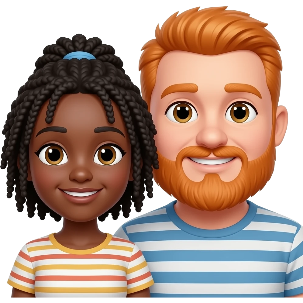 Black girl and orange  chubby head guy with beard  couple emoji