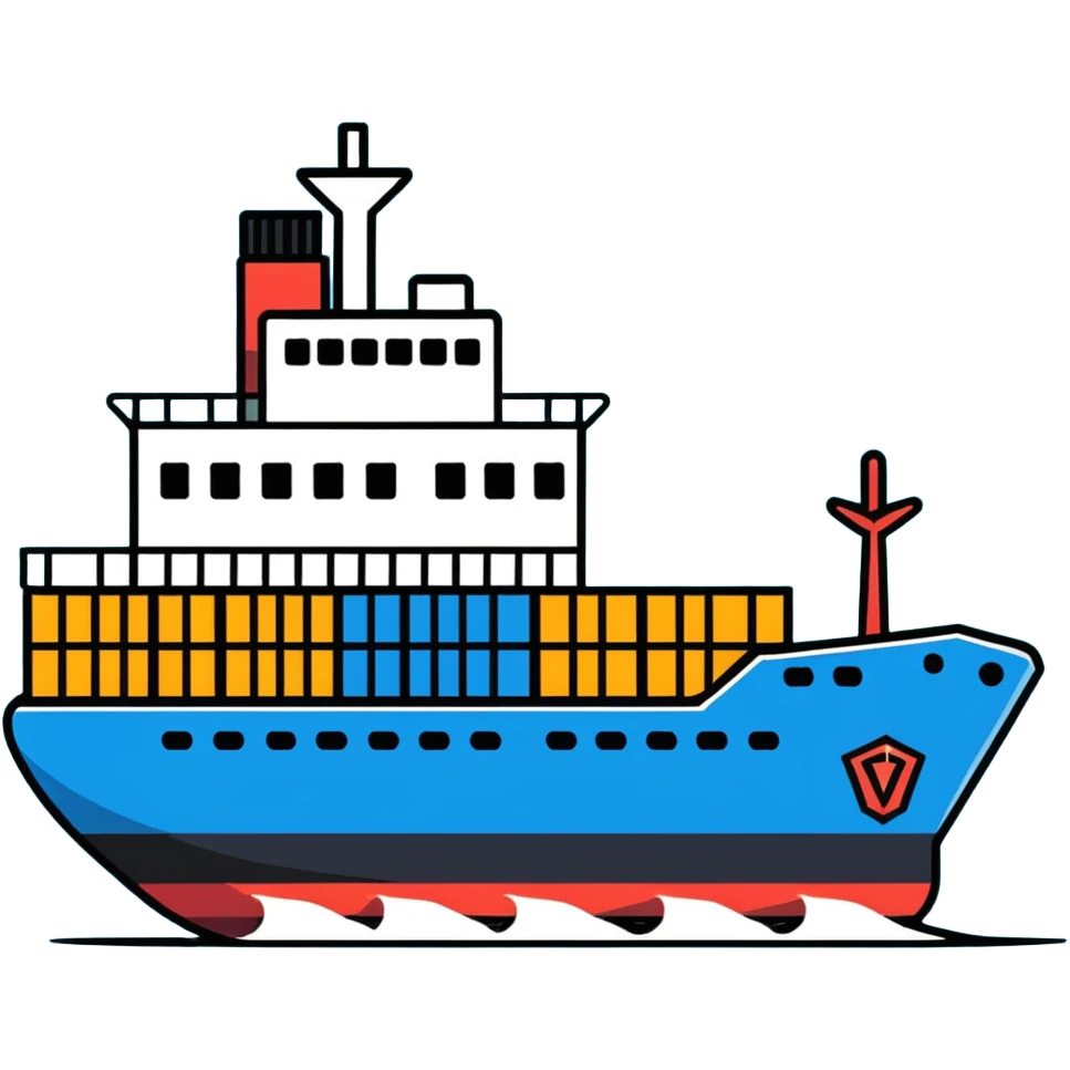 Cargo container ship in ocean emoji