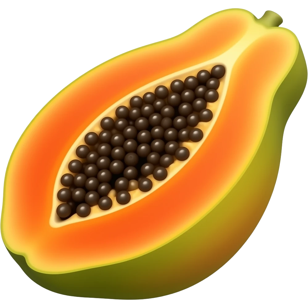 a papaya, realistic rendering, Subtly elevated colors, diagonal side angle emoji