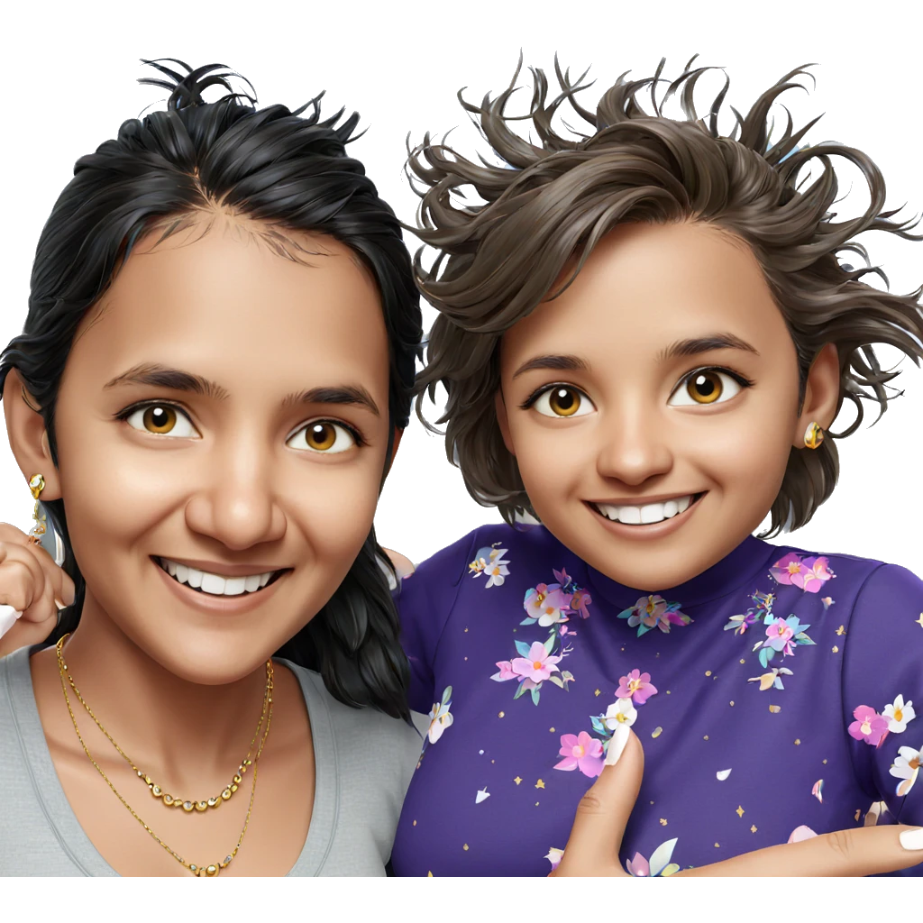 smiling girls with jewelry emoji