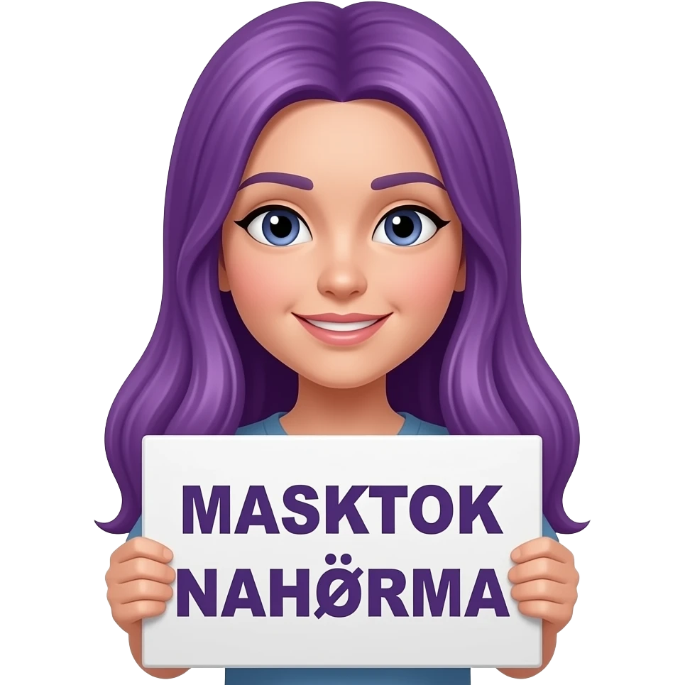 girl with long purple hair with a MASKTOK NAHÖRMA sign emoji