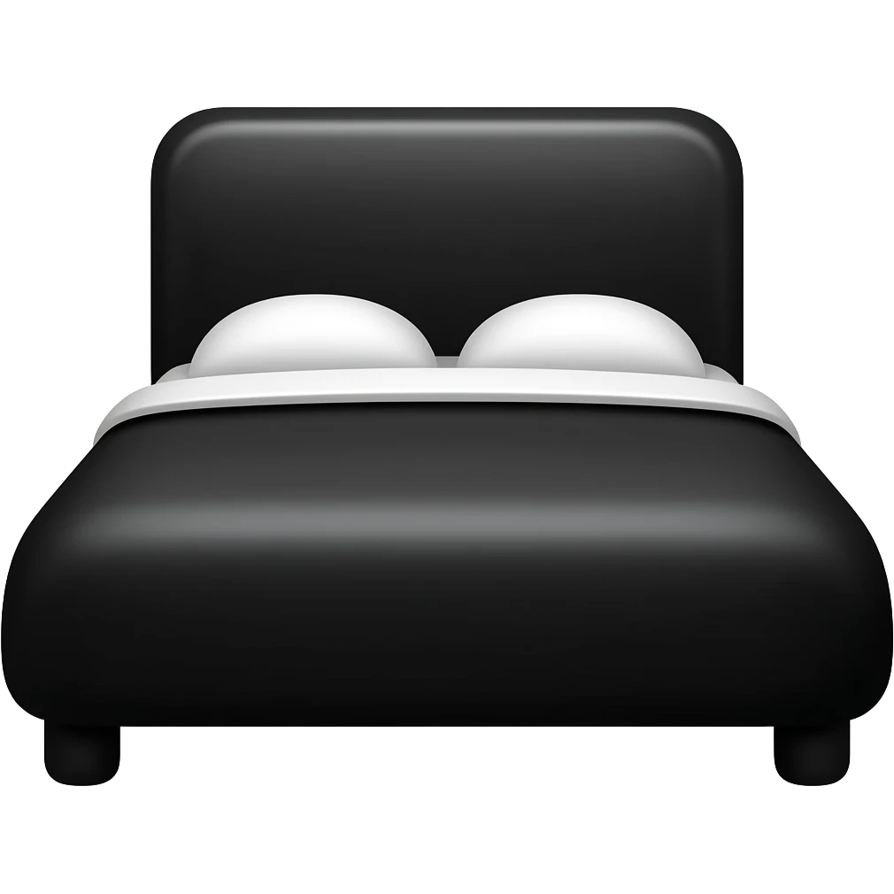 ultra minimal bed icon, solid black shape only, no outlines, no gradients, no shadows, no details, pure silhouette, flat vector icon, simple geometric shapes, front view, thick and bold shape, logo style, monochrome black on white background emoji