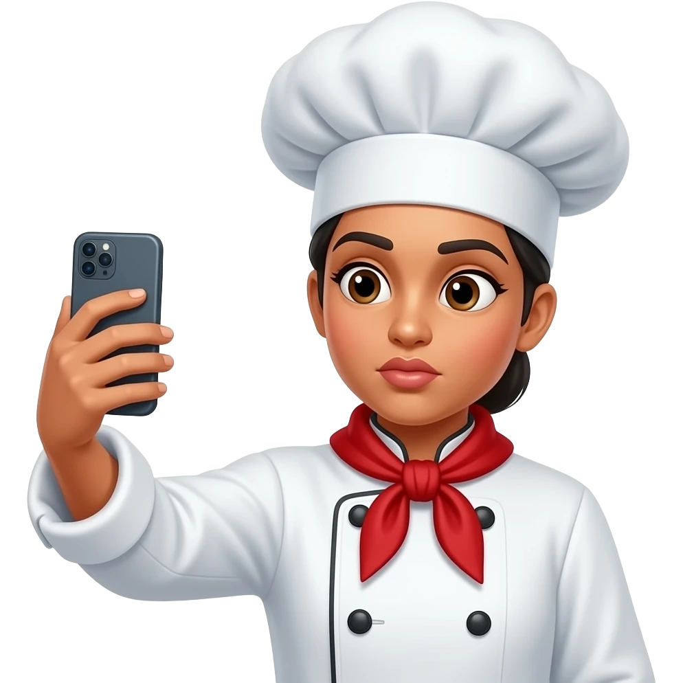 indian pout face female Chef taking Selfie emoji