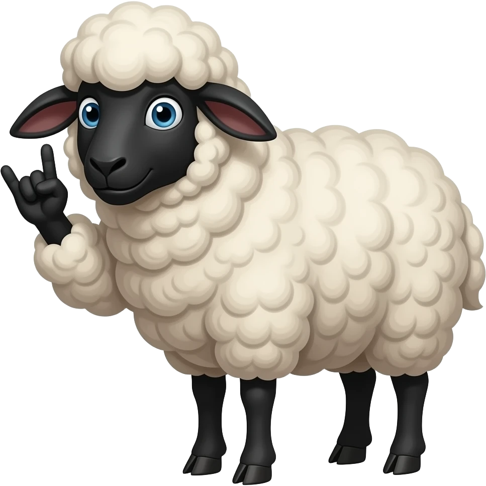 black sheep with 🤘🏾 emoji