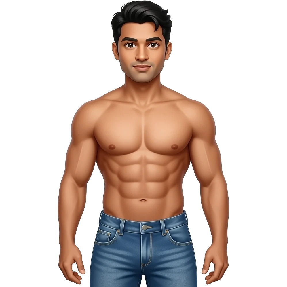 full body south asian male figure standing muscular build in jeans emoji
