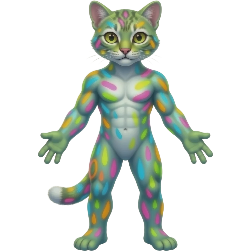 randomly neon colored randomly marked Civet-Mankeulv-Vernid-hybrid emoji