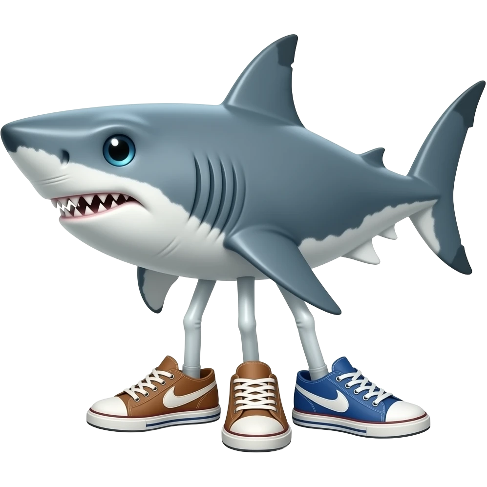 Make a shark have 3 legs and 3 shoes emoji