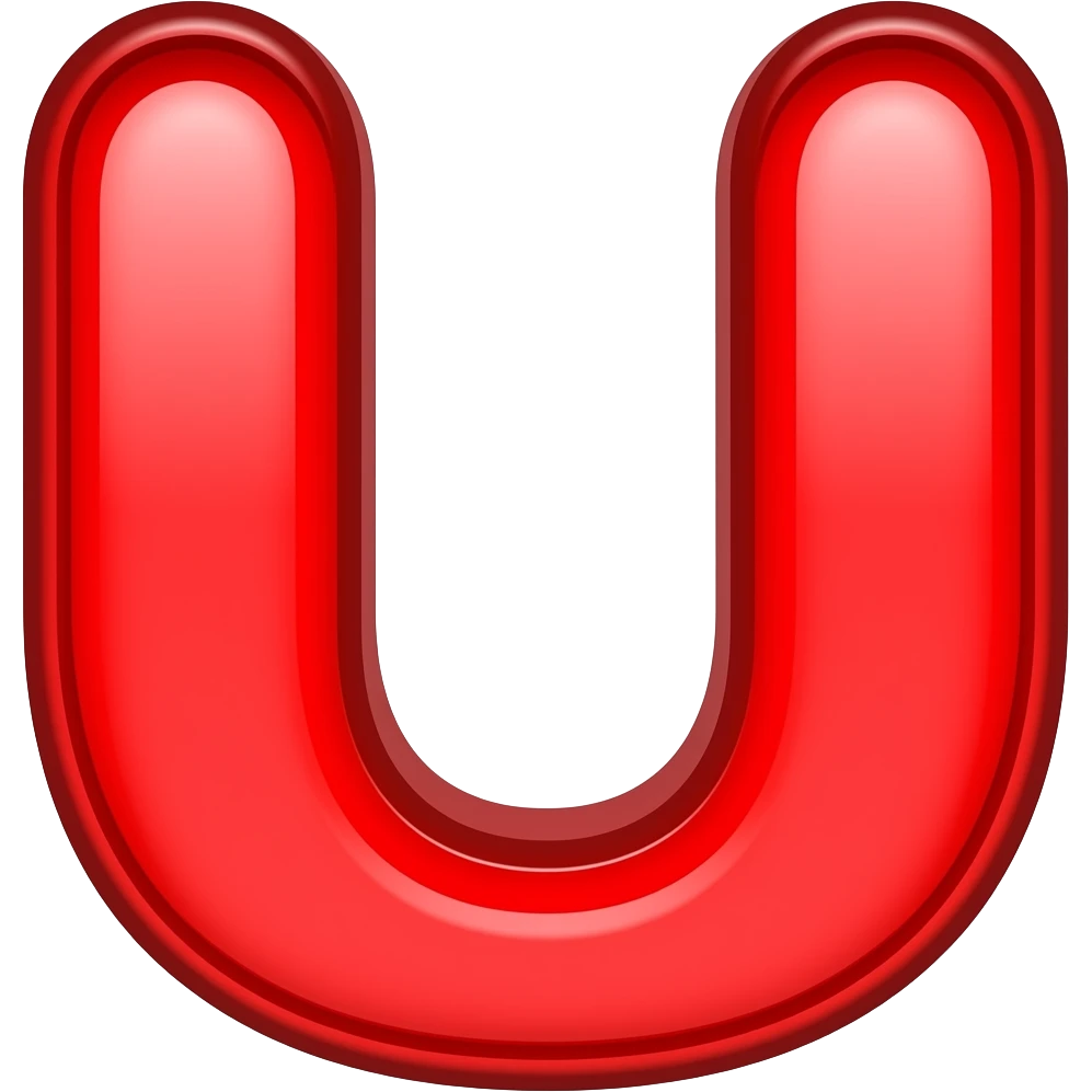 U letter red colour shining emoji
