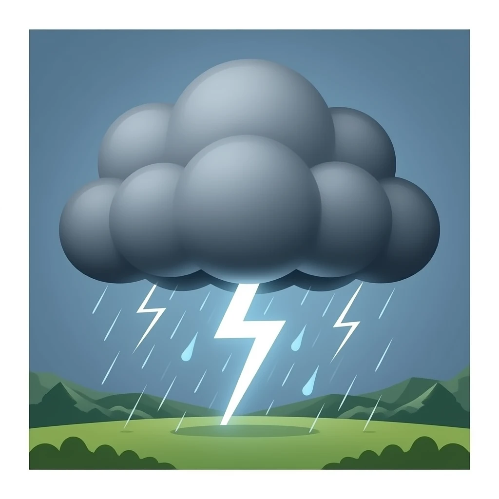 dark stormy cloud with rain and lightning emoji