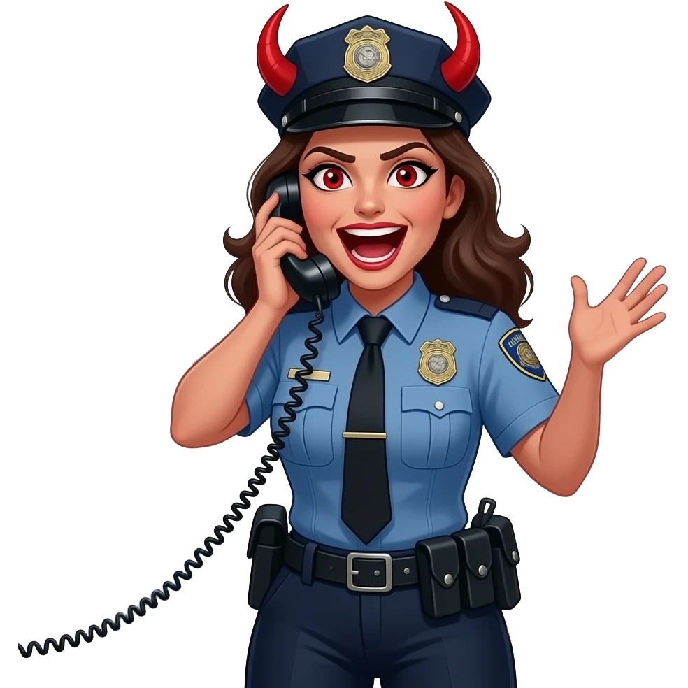 Crazy demon lady at doing police dispatch emoji