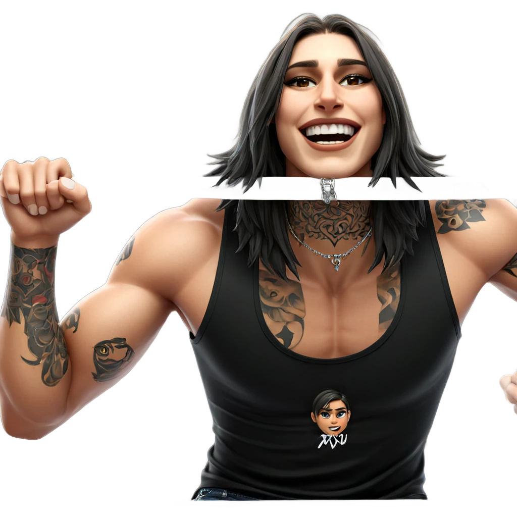 tattooed boy wearing necklace emoji