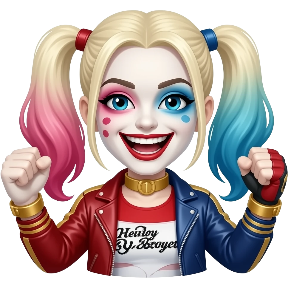 harley quinn celebrando una victoria emoji