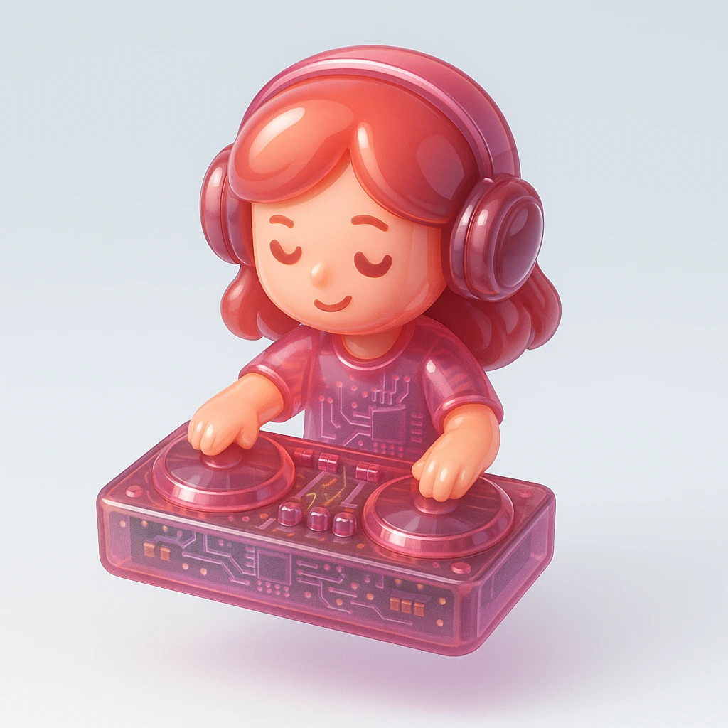 girl playing DJ set emoji