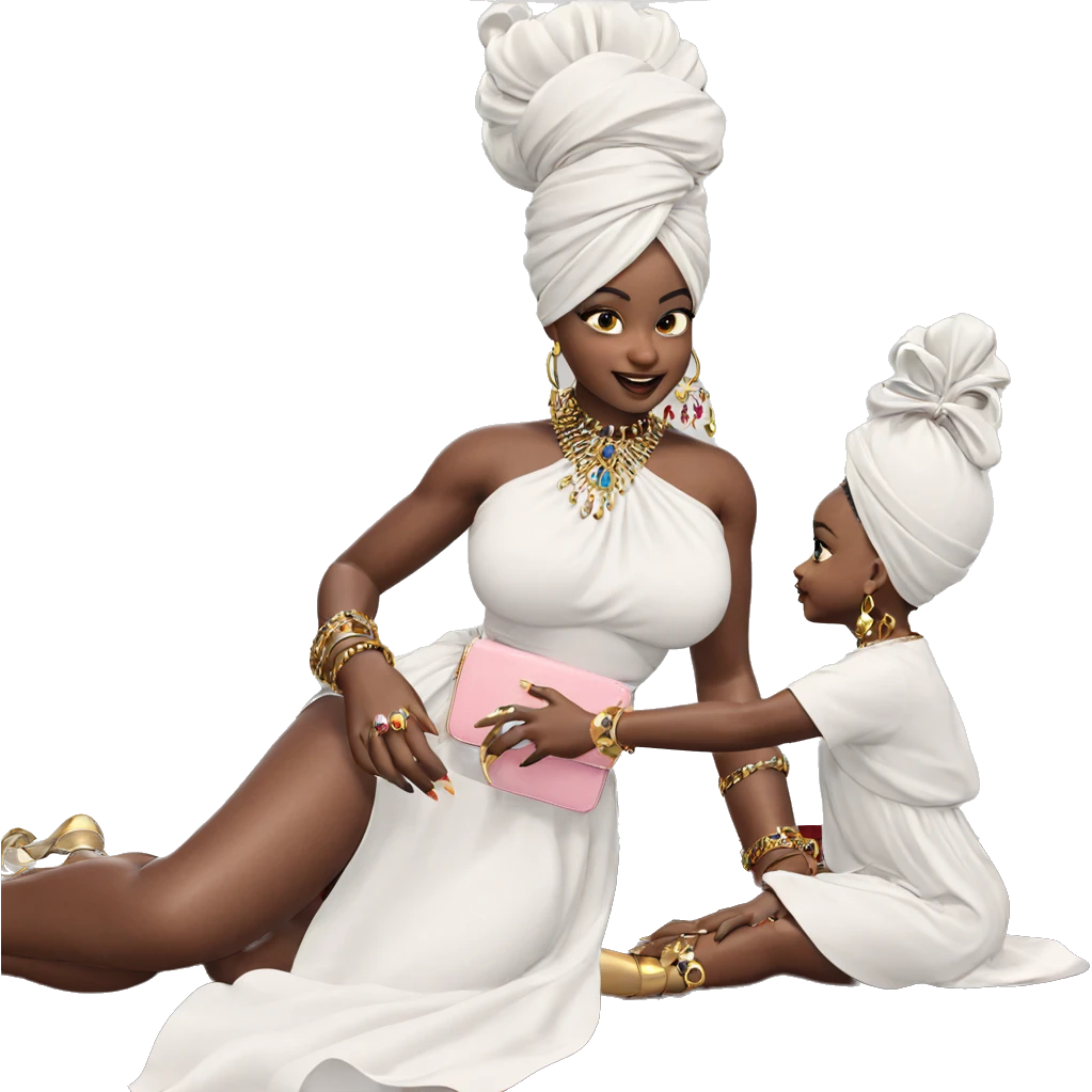 dark-skinned beauties with jewelry emoji