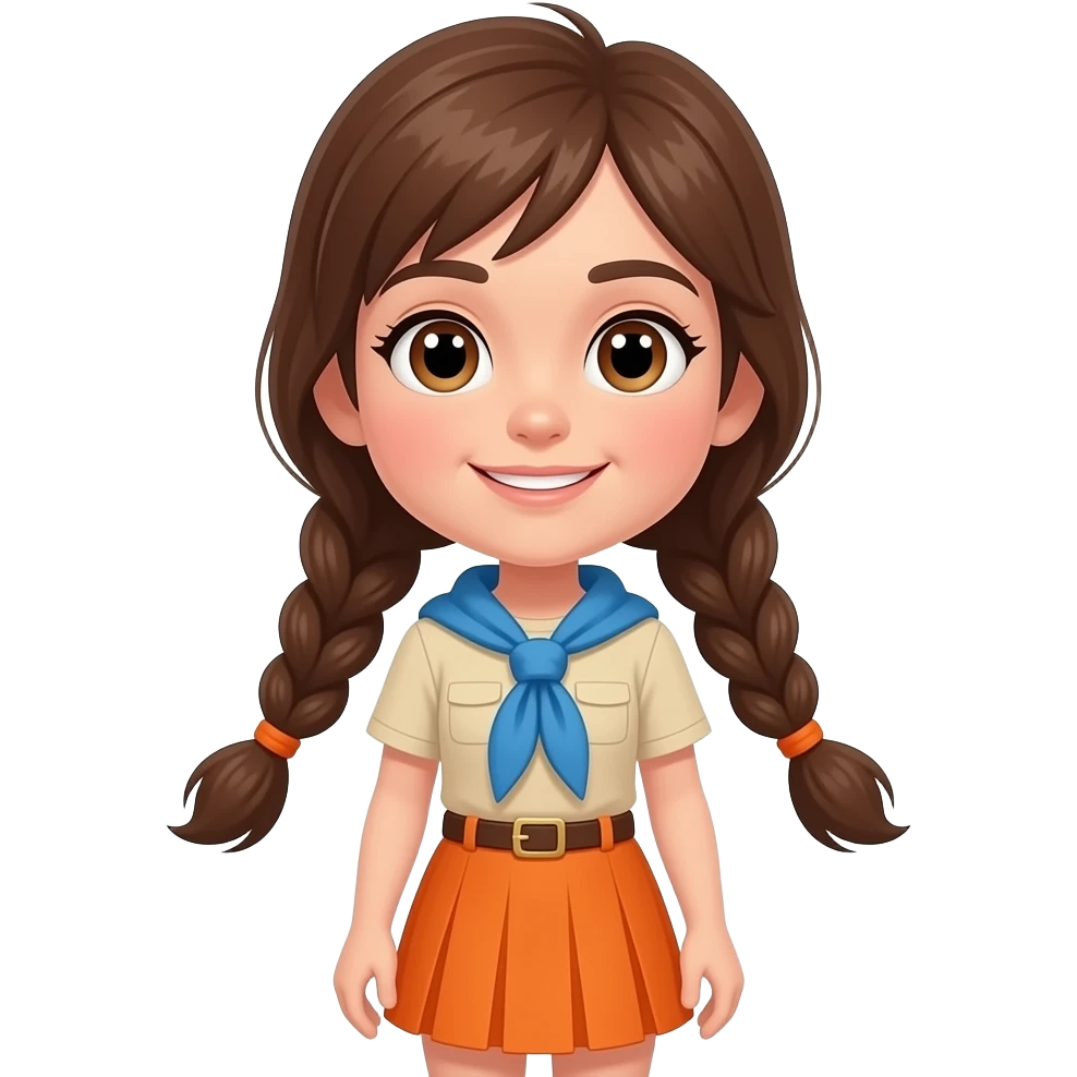 scout with an orange skirt and a blue scarf emoji