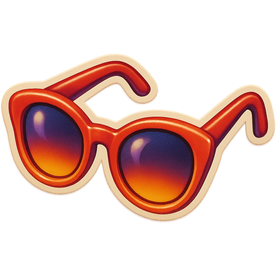 aesthetic accessories, vintage sunglasses, retro color palette emoji