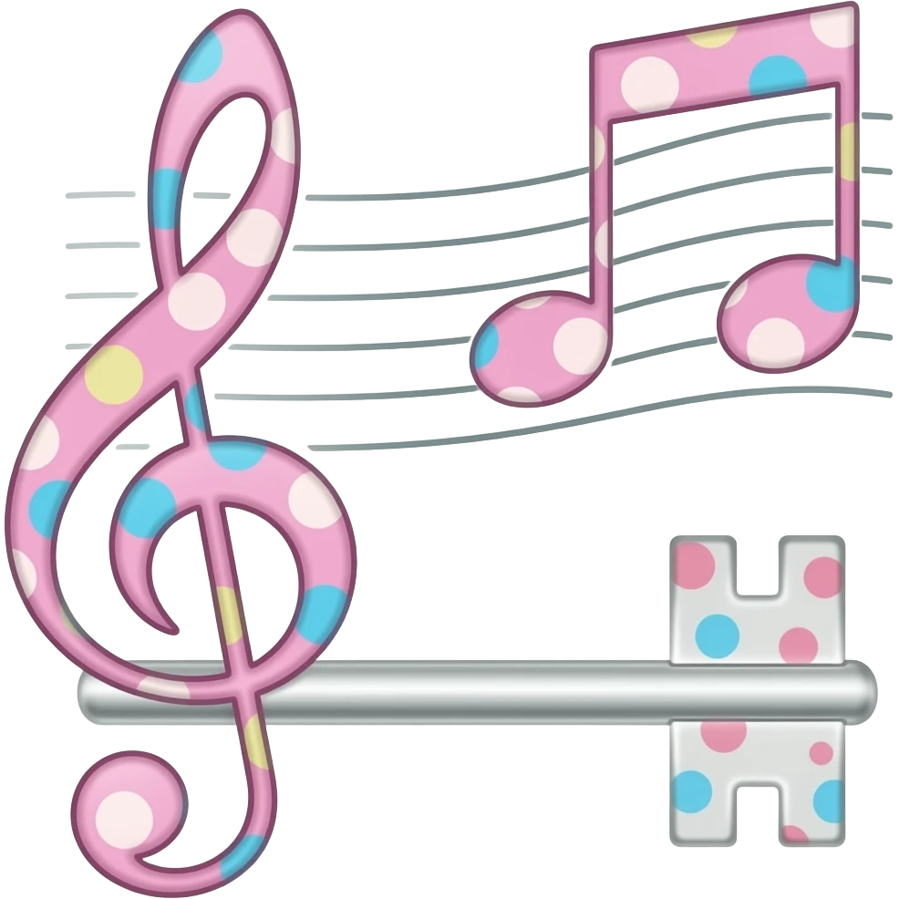 🎼 (pastel pink rainbow polka dots)
🎶 (pastel pink rainbow polka dots)
🗝️ (pastel pink rainbow polka dots) emoji