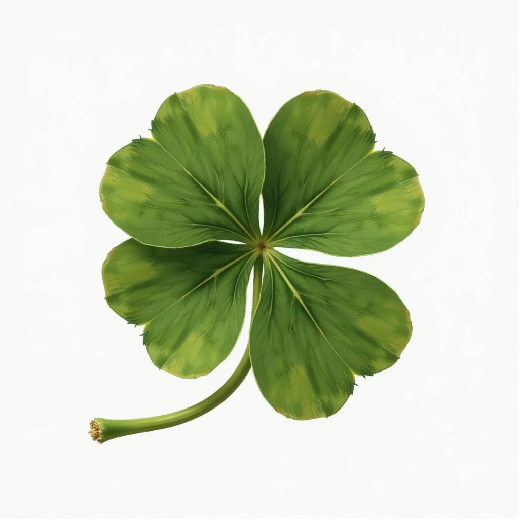a realistic green four-leaf clover, botanical illustration, photorealistic, natural details emoji