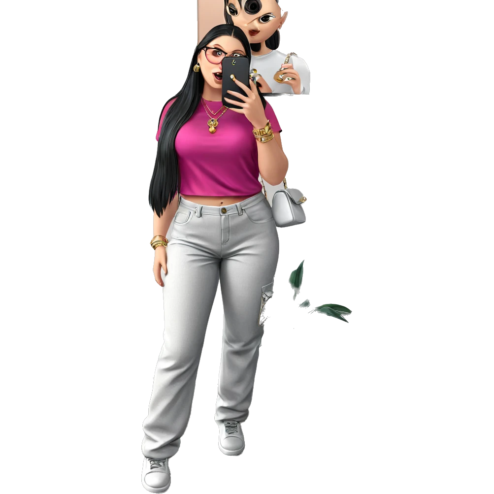 girl with jewelry and phone emoji