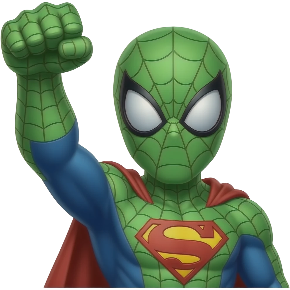HAZME UN SPIDERMAN VERDE CON EL PUÑO ARRIBA COMO SUPERMAN emoji