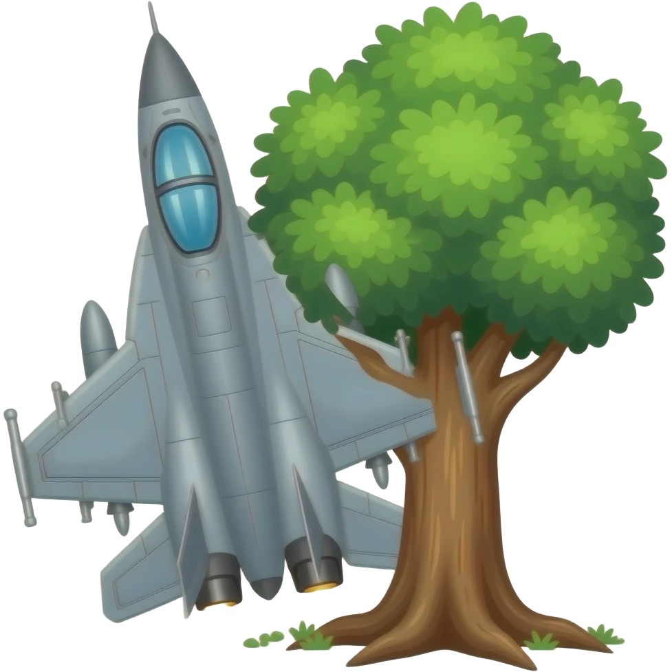FIGHTER JET HITTING A TREE emoji