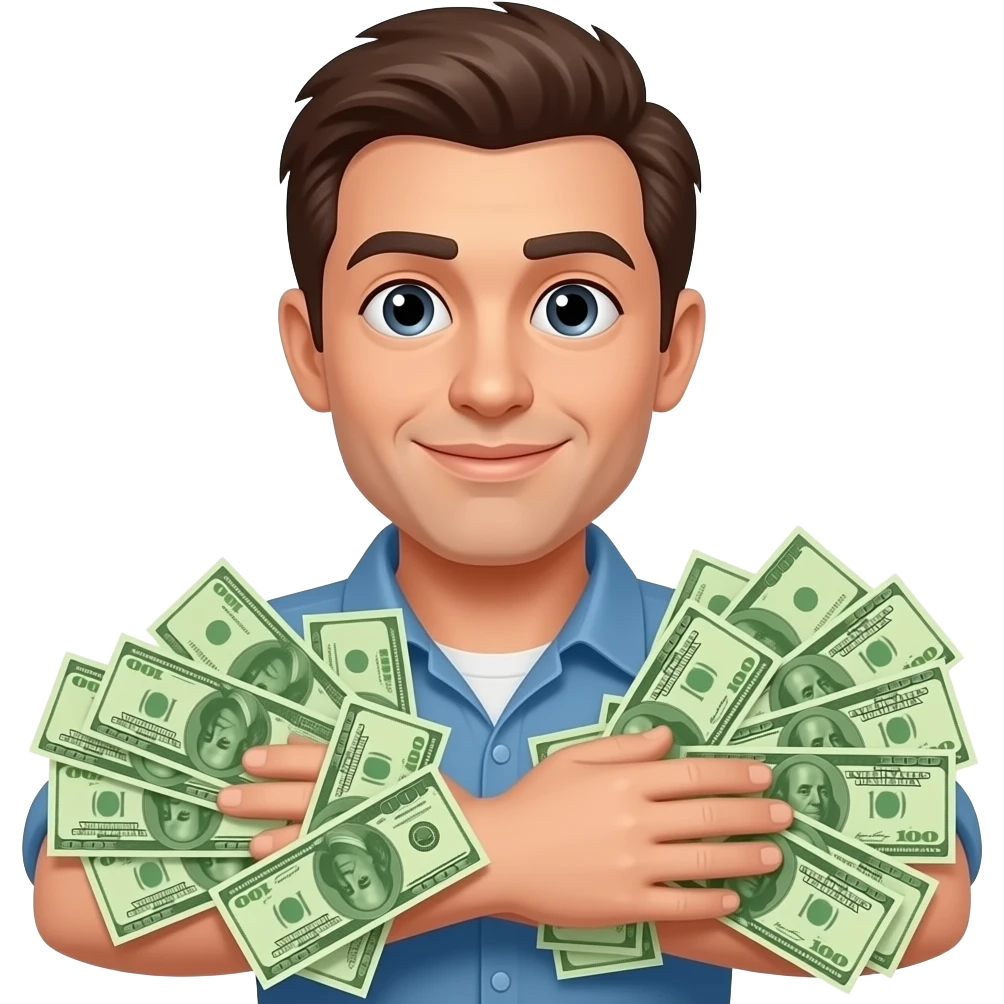 Money spread on arm emoji
