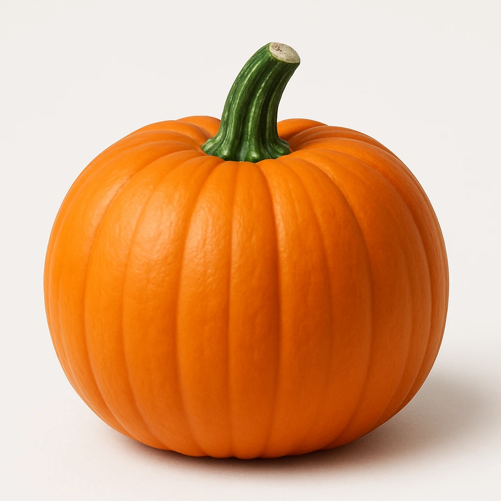 classic pumpkin vegetable, no face, no Halloween theme, no decorations emoji