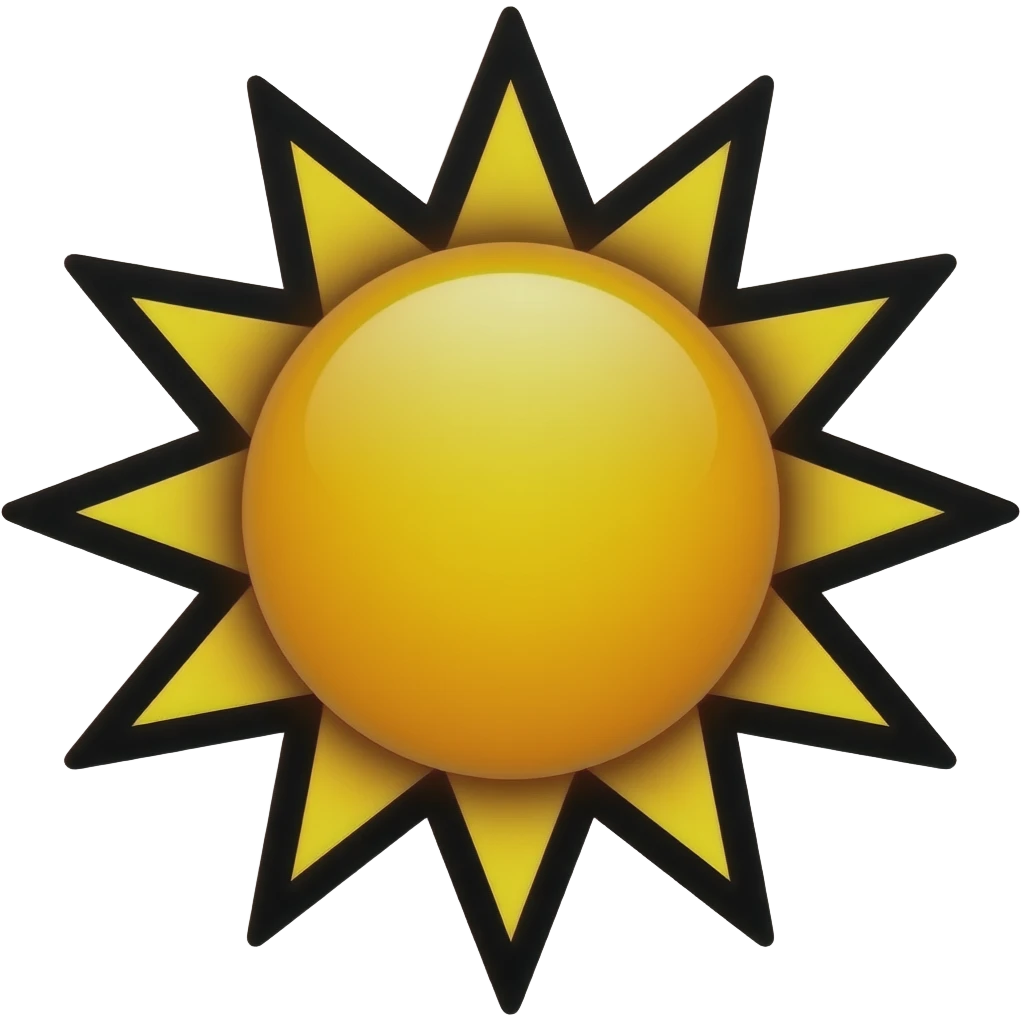 sun with black outer stroke emoji